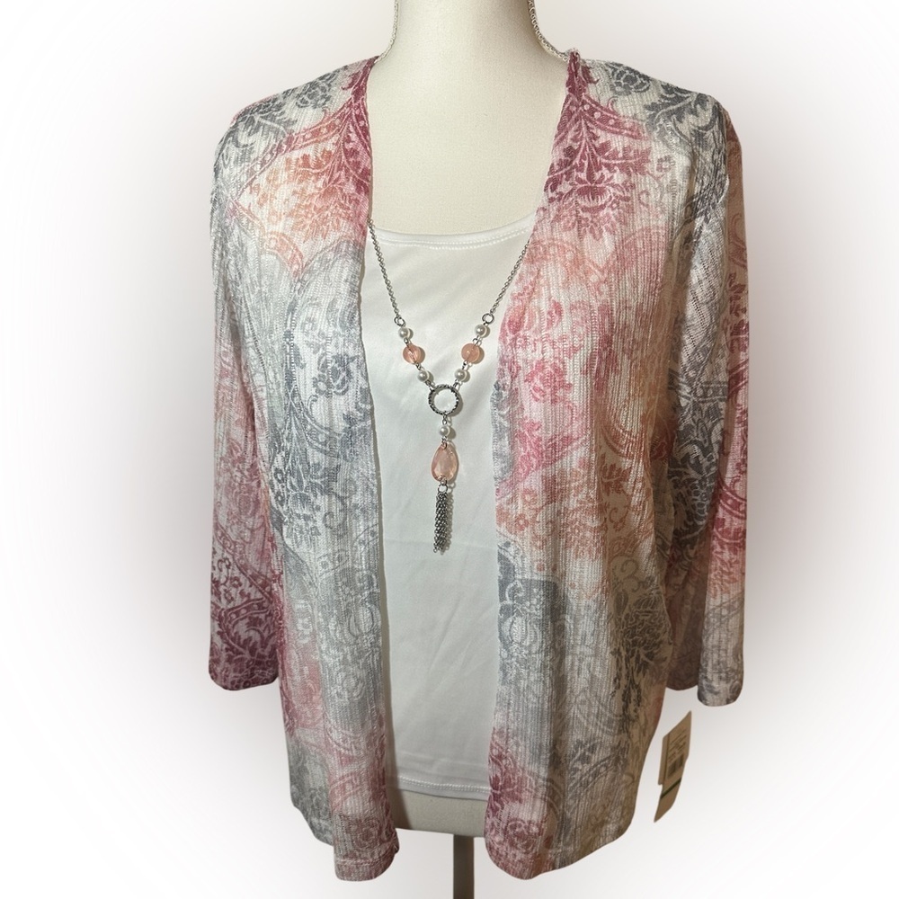 NWT - Alfred Dunner 2 in 1 Cardigan Top.